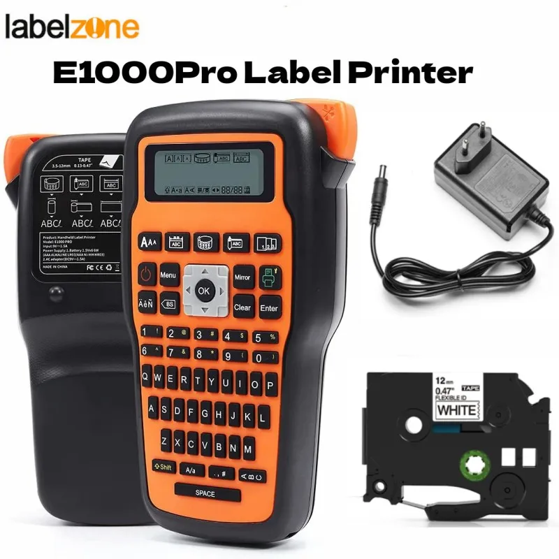 Impressora de Etiquetas E1000 Pro Label Maker Industrial Compatível para Brother 12 mm Tze231 631 Tze 531