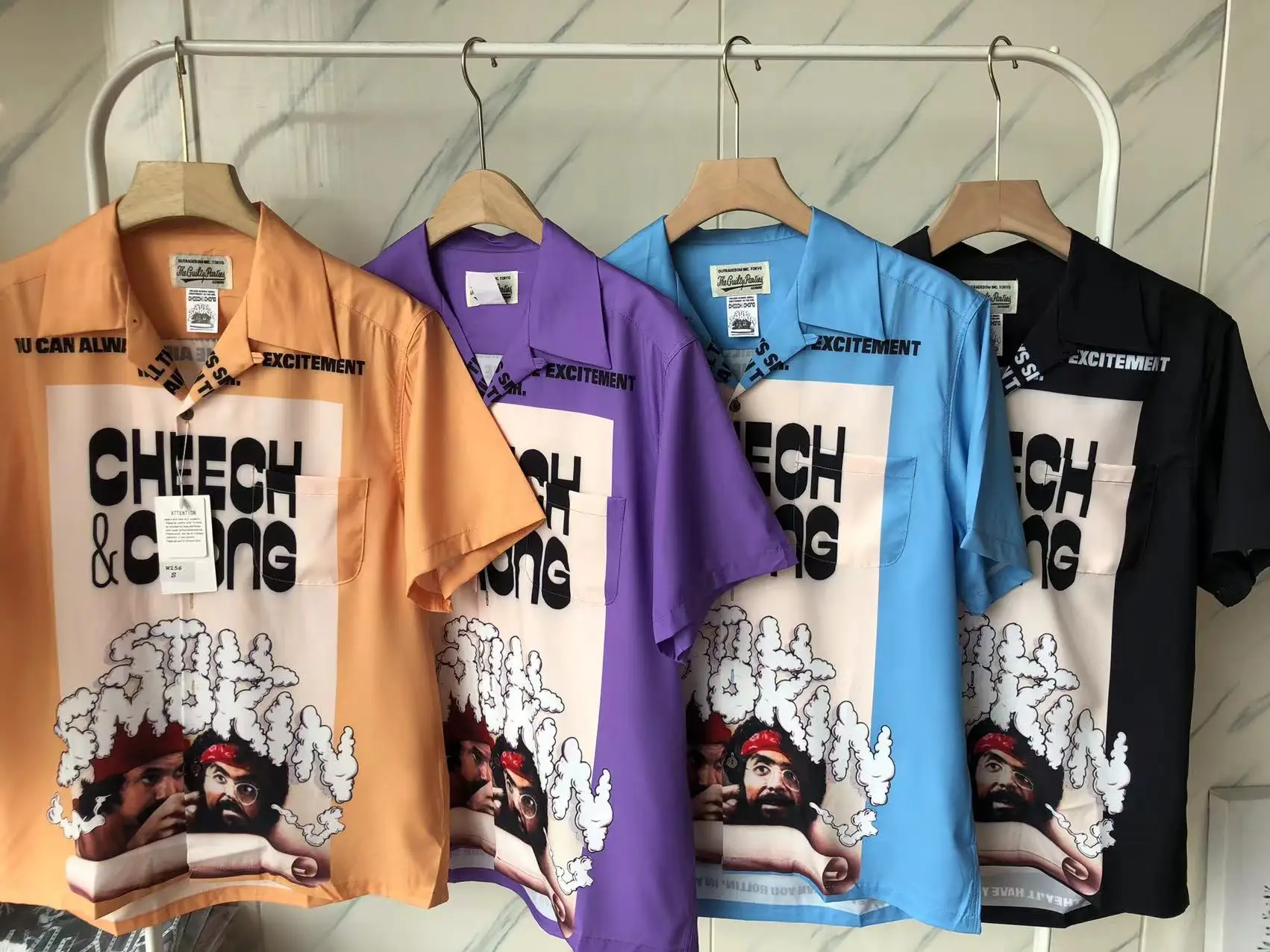 

Новый 23SS Рубашка Wacko Maria для мужчин и женщин, Классическая свободная Гавайская пляжная сорочка с лацканами, с карманами, 1:1