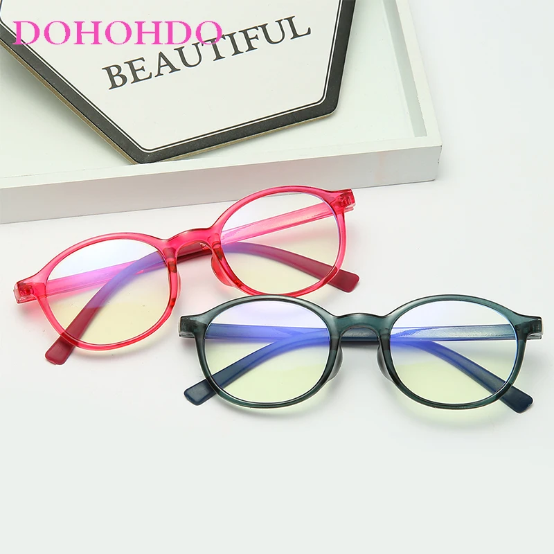 DOHOHDO New Baby Anti-blue Light Glasses Frame Brand Red Pink Green Frame Children Goggle Plain Glasses Kids Eyeglasses Eyewear