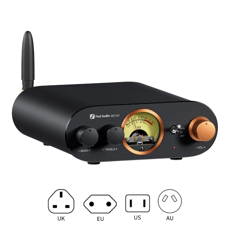 

MC101 Bluetoothcompatible Stereo Amplifier with VU Meter 2 Channel HiFi Receiver for Passive Speaker Home Mini Amp