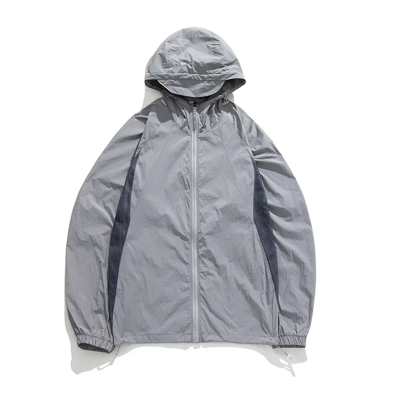 Men Hooded Sweatshirt Outdoor Sun Protection Windbreaker Thin Jacket Zip Long Sleeve Fishing Hiking Quick-drying Clothes Climb