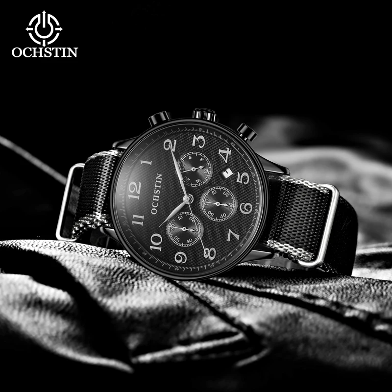 New ochstin2024 creative nylon series fashion trend multifunction quartz movement waterproof watch men's quartz watches