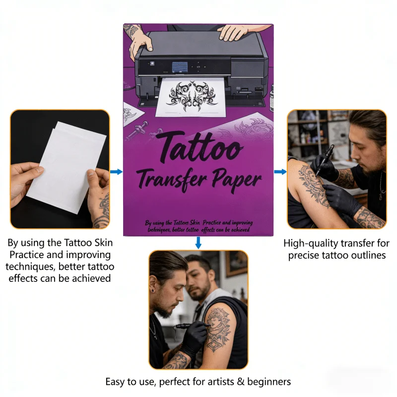 문신 전사지, 열전사지, 문신 템플릿 전사지, A4 사이즈, 4겹, 문서 인쇄용 사무용품