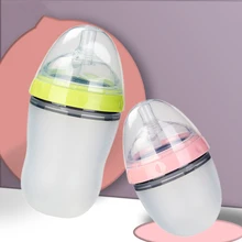 

250Ml Baby Feeding Cup Met Tepel Flessen Voor Kinderen Siliconen Zuigfles Pasgeboren Verpleging Baby Girls Milk Bottle