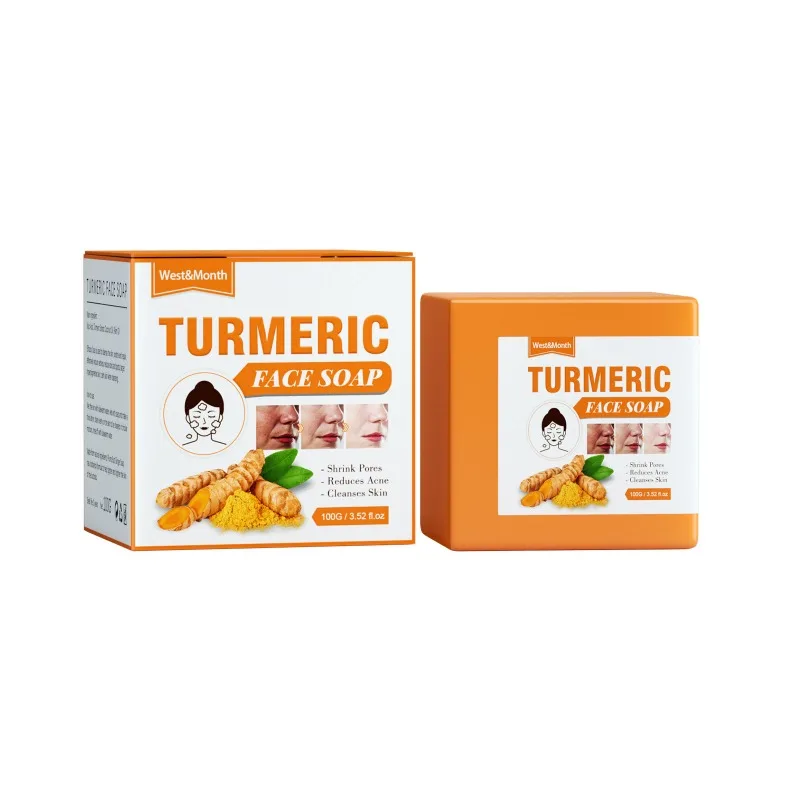 Turmeric Facial Soap Repair Dull Fade Dark Spots reduce Fine Lines Freckle brighten Skin firming whitening face Cleansing Soap 6