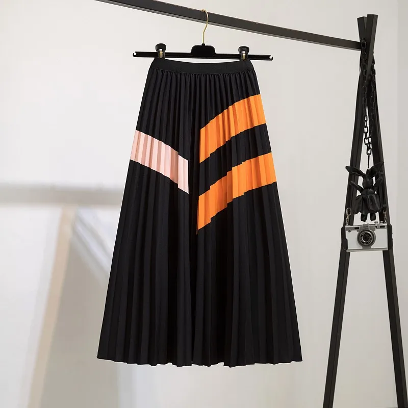 mini skirts for women Women Pleated Skirts Fashion High Waisted Elastic Girl 2022 Spring Summer Long Skirt Party Holiday Female A-Line Midi-Calf Skirt green skirt