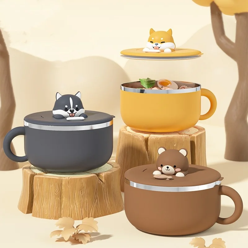 Stainless Steel Instant Noodle Bowl with Phone Holder