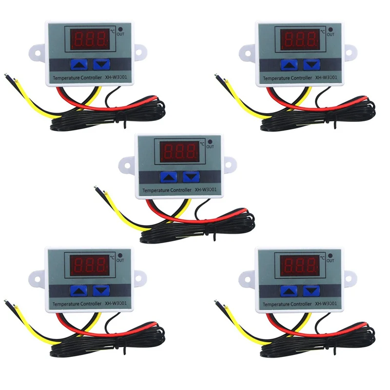 

5Pcs 110-220V Ac Digital Led Temperature Controller Xh-W3001 For Incubator Cooling Heating Switch Thermostat Ntc Sensor