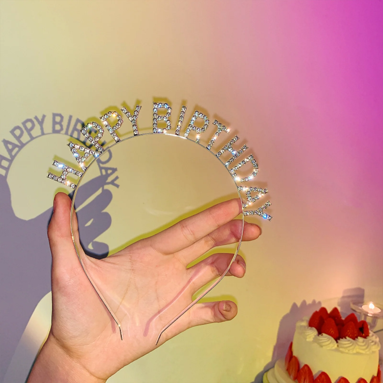 1PC　Crystal "Happy Birthday" Headband, Glittering Birthday Hair Accessory, Ideal for Adding Glam to Birthday Parties