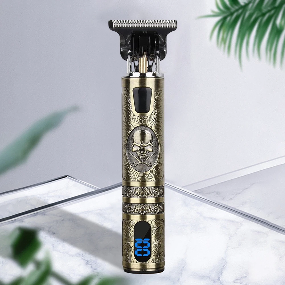 전기 헤어 커팅 머신, 빈티지 무선 헤어 클리퍼, 디지털 수염 면도기, LCD 디스플레이, USB 충전, 남성용 헤어 커팅
