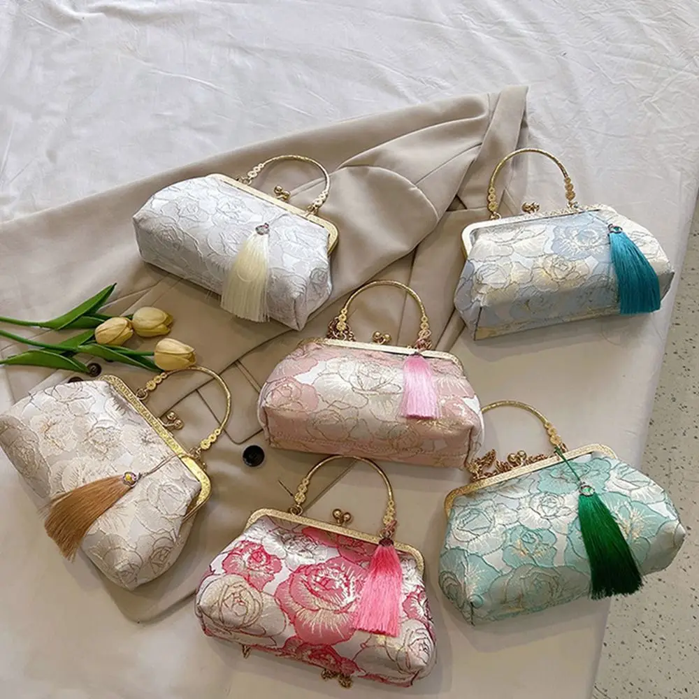 Cheongsam Accessories Embroidery Banquet Bag Wrist Bag Large Capacity Ladies Clutch Bag Shoulder Bag Crossbody Bag Hanfu Handbag