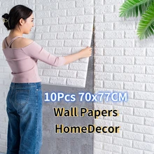 

10Pcs Brick Wall Sticker 3D Self-Adhesive Waterproof Oil-proof Contact Paper for Living Room Bedroom Home Vinyl Pvc Luxury Decor