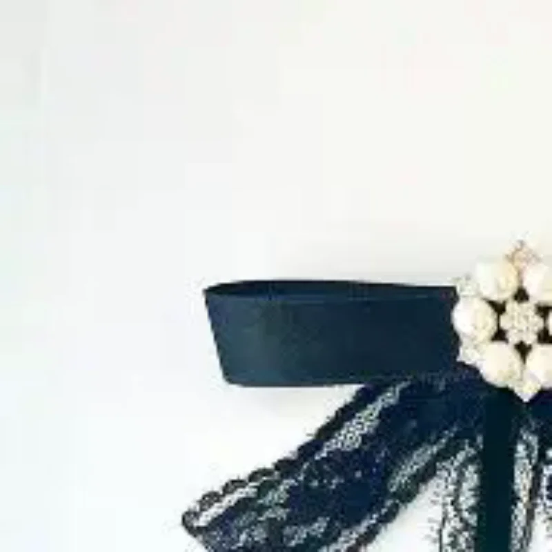 Fashion Black Lace Brooch Bow White Pearl Brooch Tie For Women Clothing ...