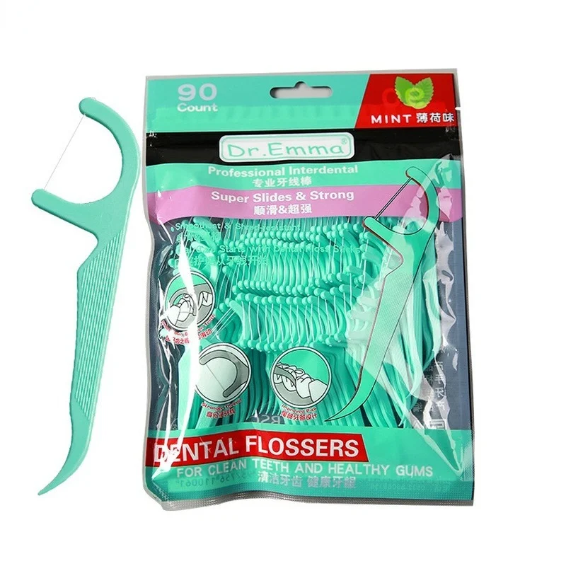 90pcs Dental Floss Flosser Picks Toothpicks Teeth Stick Tooth Cleaning Interdental Brush Dental Floss Pick