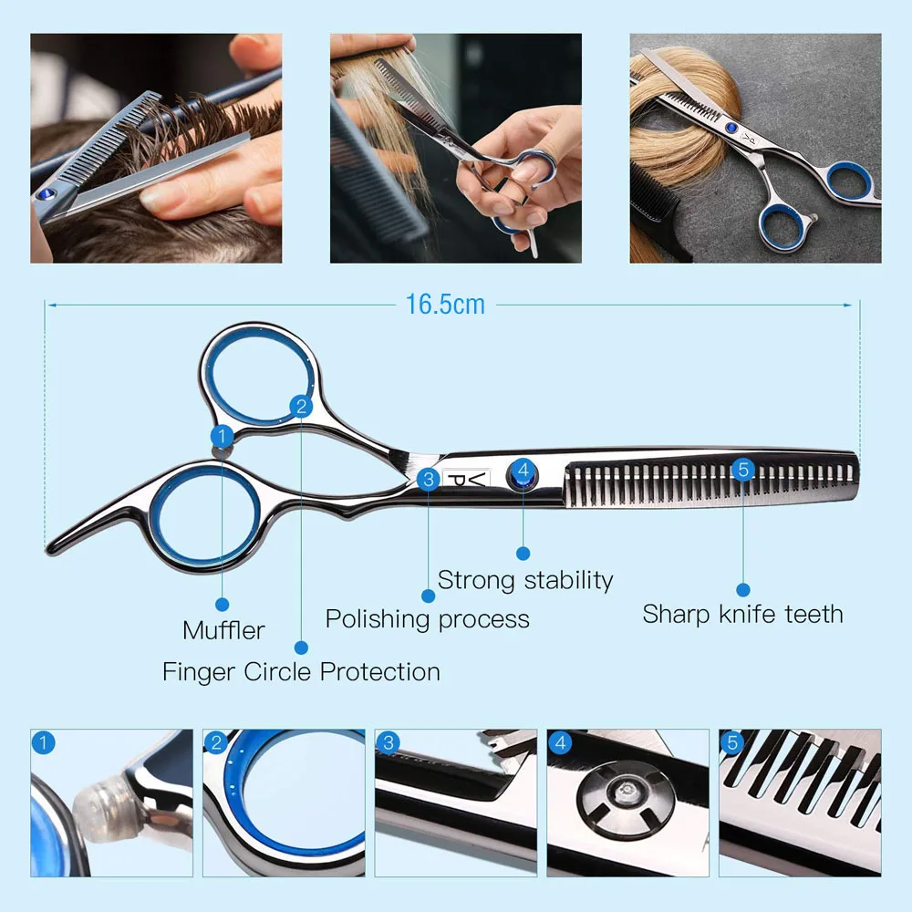 6 inch Hair Scissors Cutting Thinning Styling Tool Stainless Steel Salon Hairdressing Shears Professional Barber Scissors