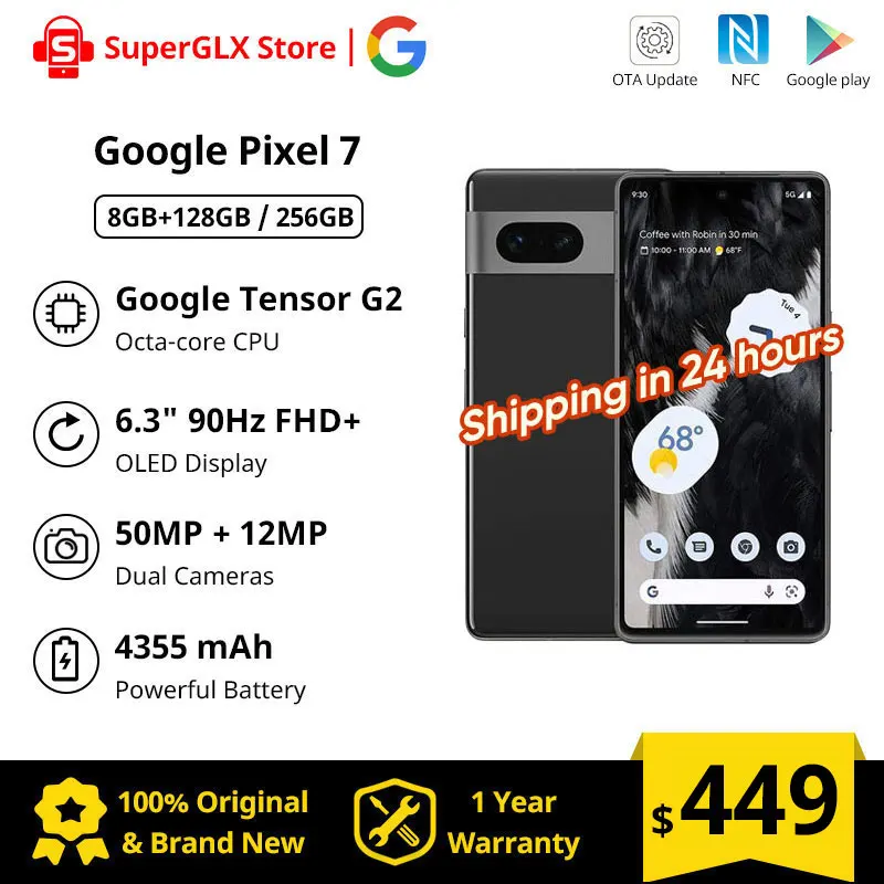 Google-Smartphone Pixel 7 5G, 8GB de RAM, 2022 GB/128GB de ROM, 256 , NFC,  Octa Core, Android 13, IP68, resistente al polvo y al agua, novedad de 6,3  - AliExpress