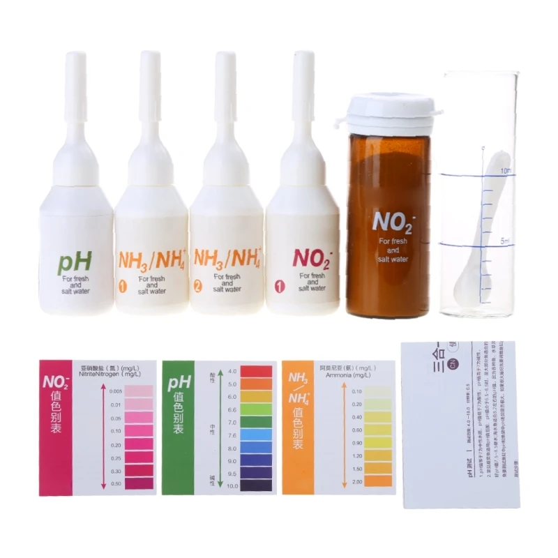 Aquarium Test Kits Testing Solution Monitors pH Nitrites Ammonia Easy to Use