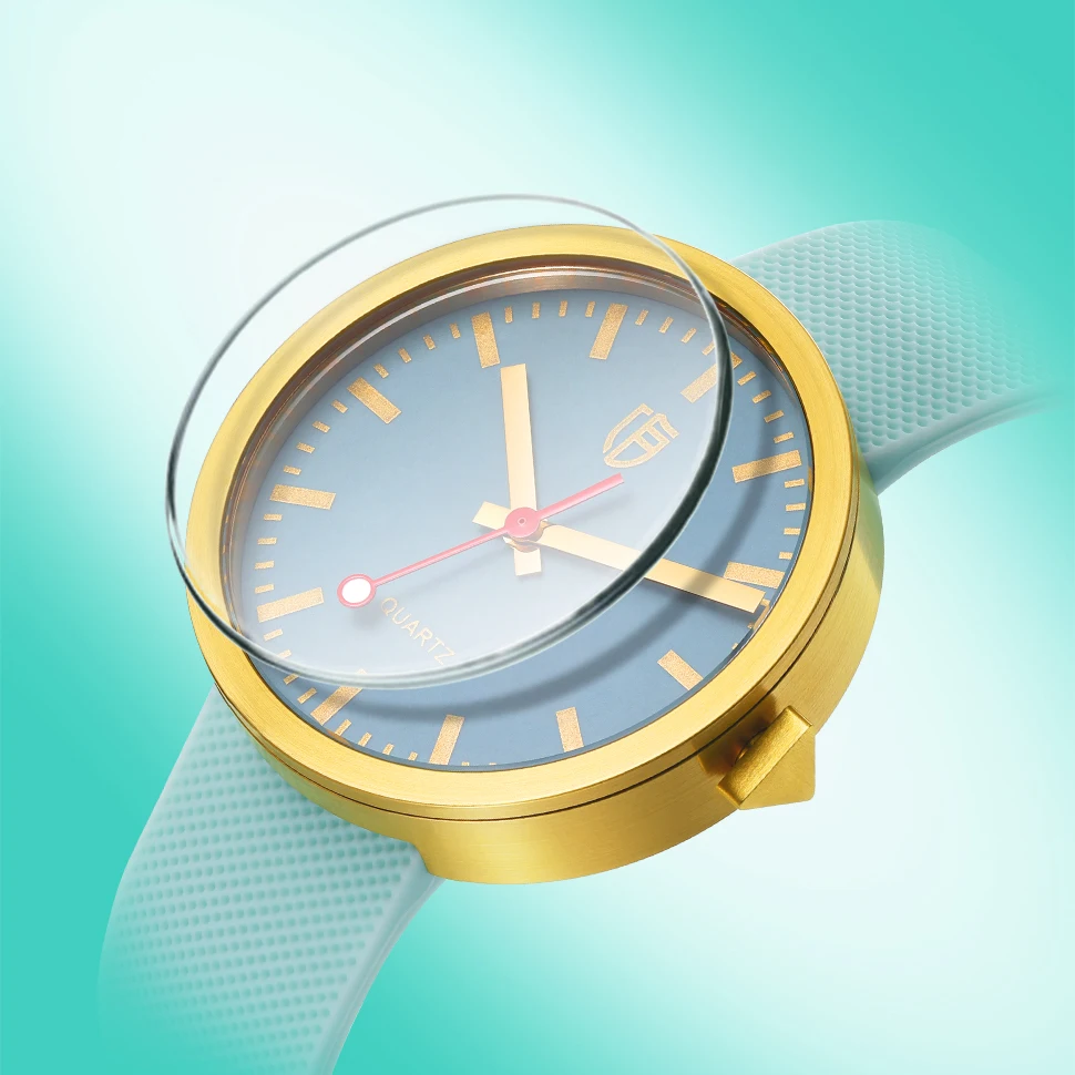 BERNY Ladies/Men Railways Watch 38mm Luminous Dial Sapphire Quartz Casual Watches 5ATM Waterproof Stainless Silicone Watch