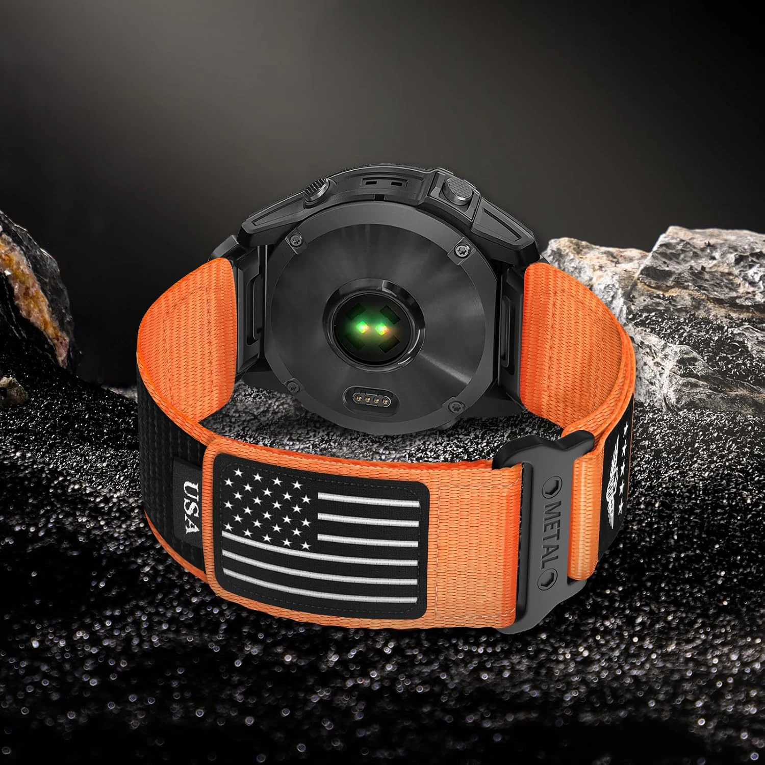 Premium Tactical Nylon Watch Strap with Metal Quick Release Buckle - USA Flag Design for Outdoor and Sports Enthusiasts
