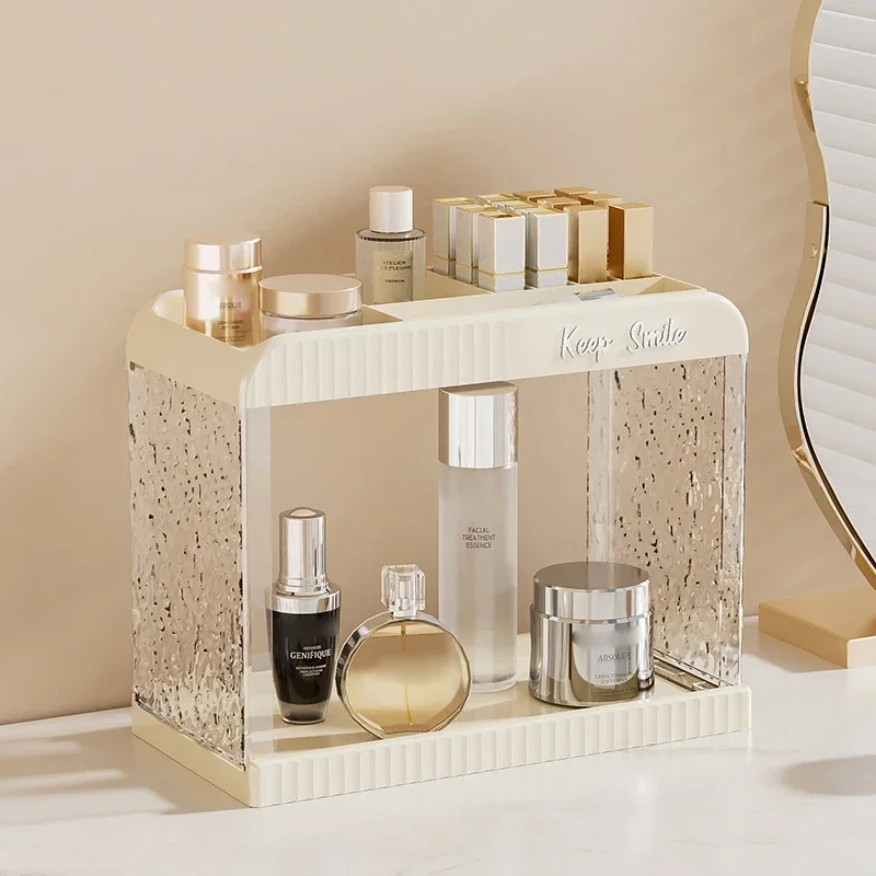 2025Makeup Organizer Glacier-textured Icy-finish Display Shelf Cosmetic Makeup Organizer for Vanity Desktop and Bathroom Storage 3
