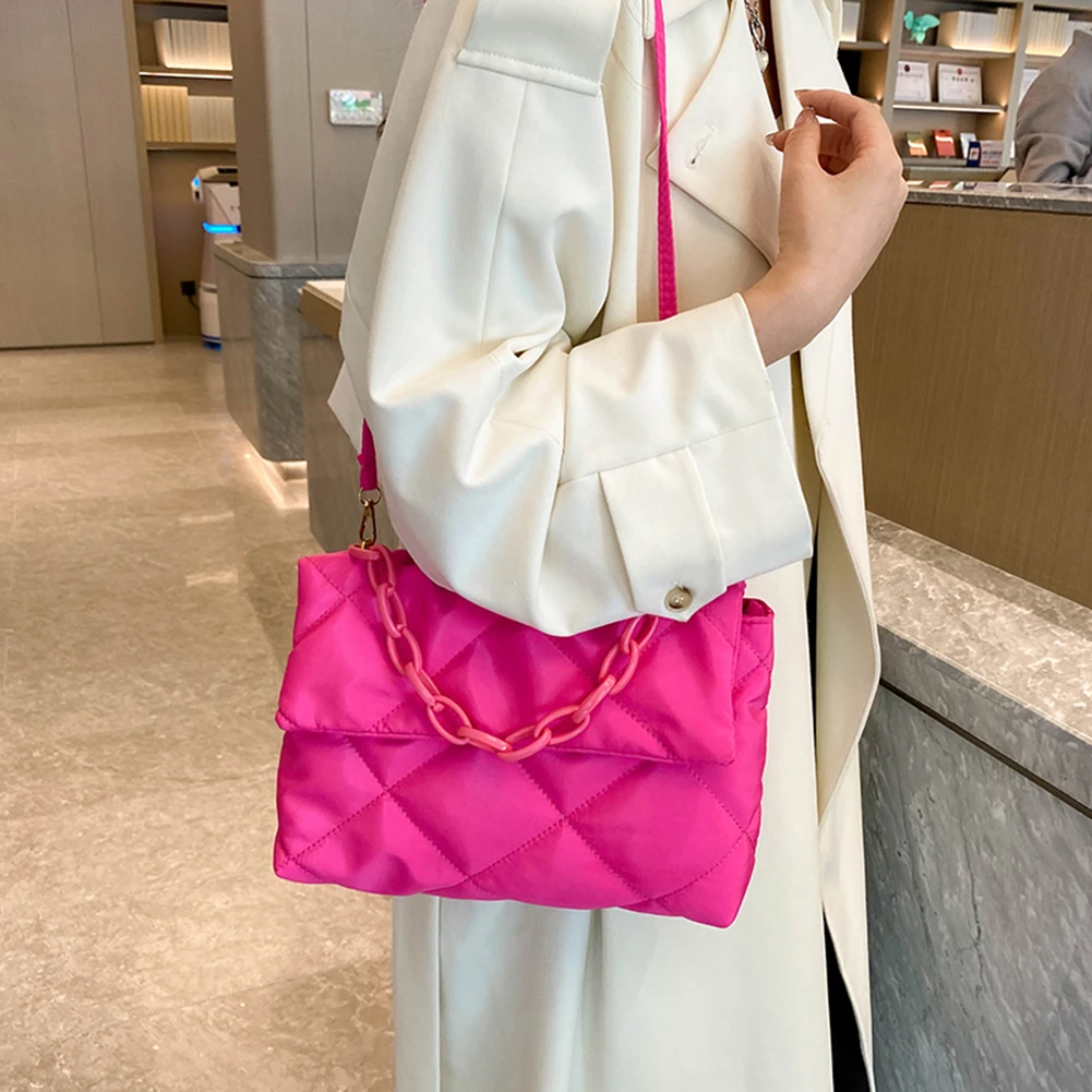 Pink Square Bags Designer, Nylon Shoulder Bag Women