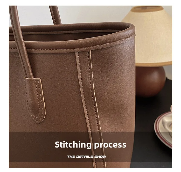 Vintage-Einkaufstasche, moderner Stil, geräumige Handtasche, Schulter- und Unterarmtasche, schick und vielseitig für den täglichen Weg zur Arbeit, Arbeit, Termine – Detail 7