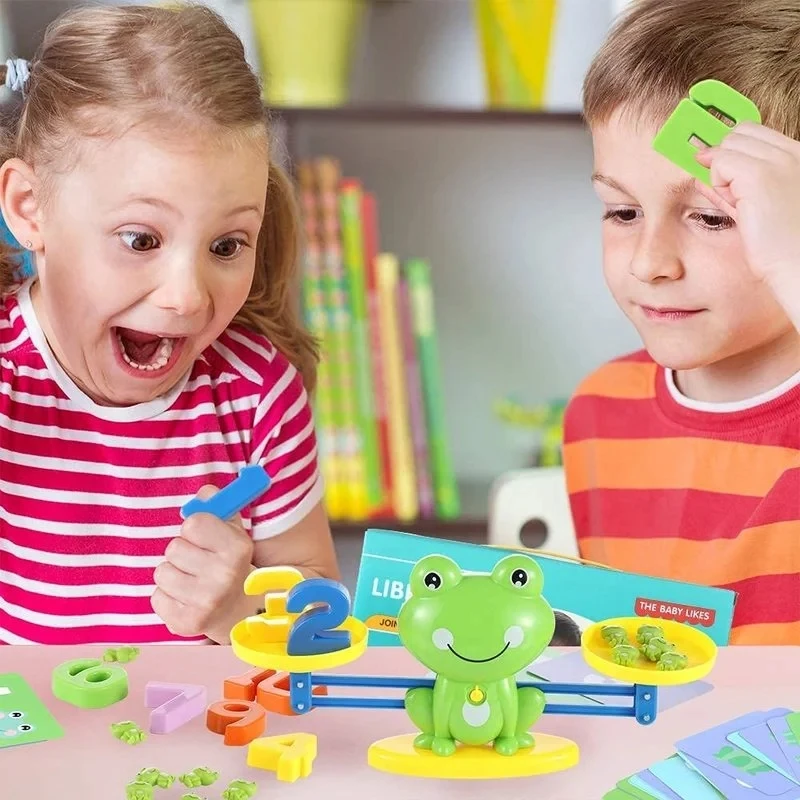 Children's Montessori Math Toy Funny Frog Scale Balance Toy Early Education Number Learning Puzzle Toys Teaching Material Gift 2