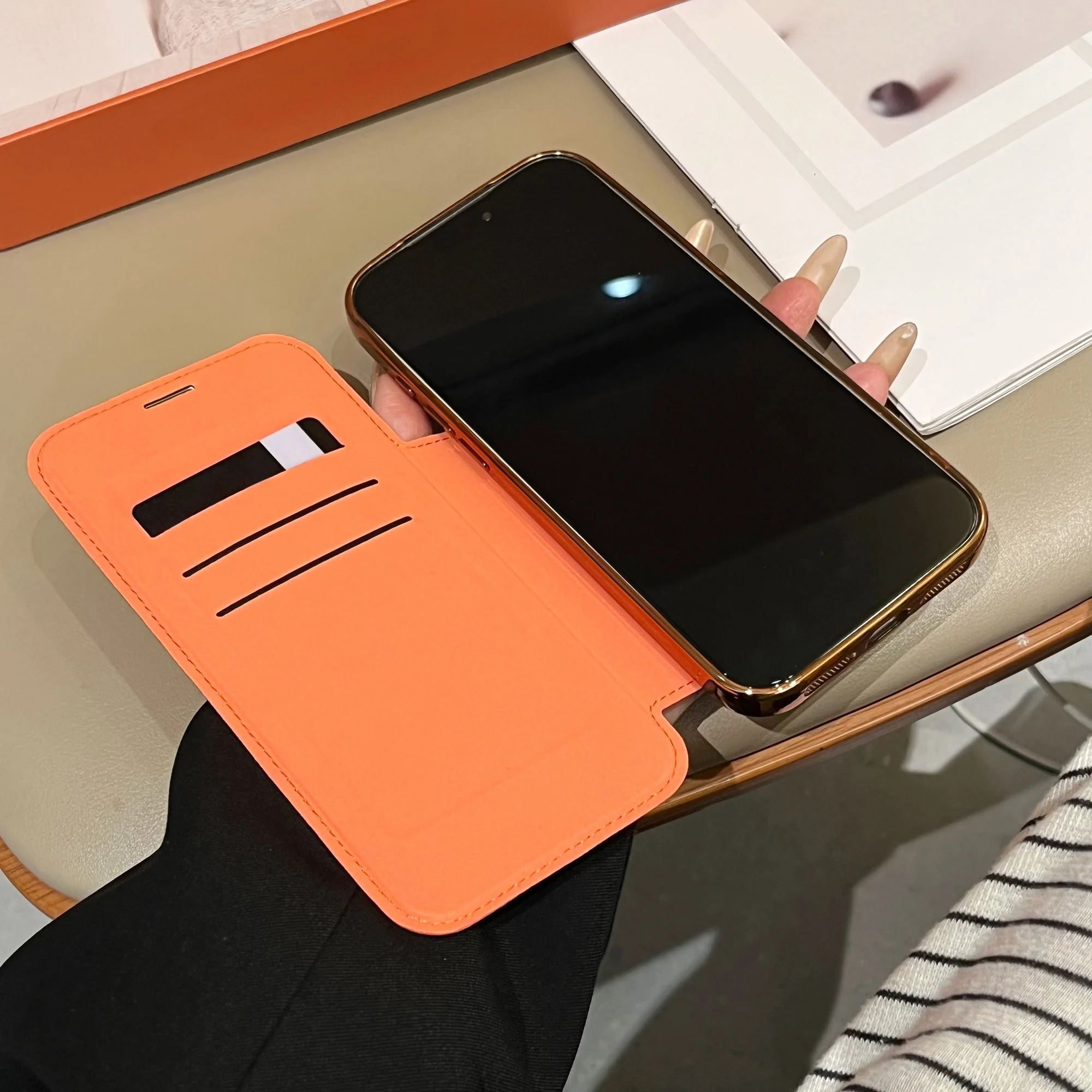 Luxury Flip Insert Card Faux Leather Case for iPhone 17 thumbnail 4
