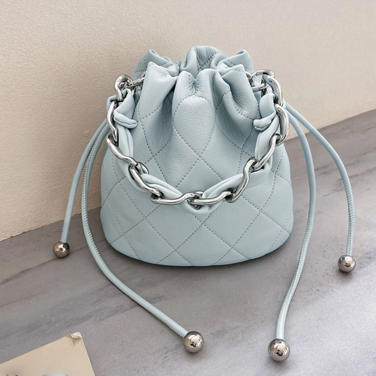 M size／Drawstring chain bag／gray s-l1200.jpg