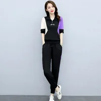 Grand survêtement pour femmes, costume d'été, vêtements de loisirs, grande taille, haut court et pantalon crayon, 2 ensembles deux pièces pour femmes, nouvelle collection 2