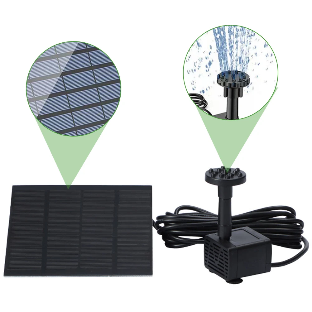 1.5w Solar Fountain Pump,with 6 Nozzles And 1pcs Adapter ,solar Powered