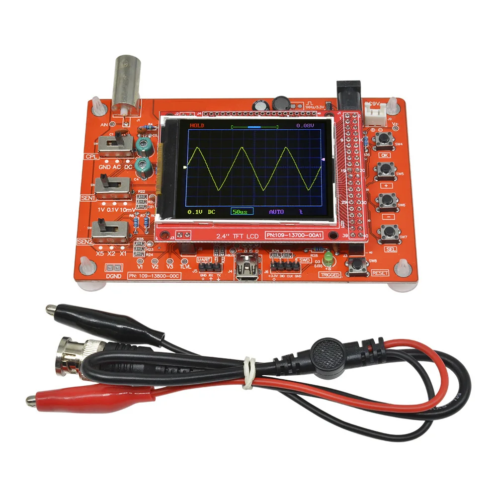 1Set 2.4" Fully Assembled Digital Oscilloscope TFT LCD Display With Alligator Probe Test Clip for DSOO138 Oscilloscope Portable 3