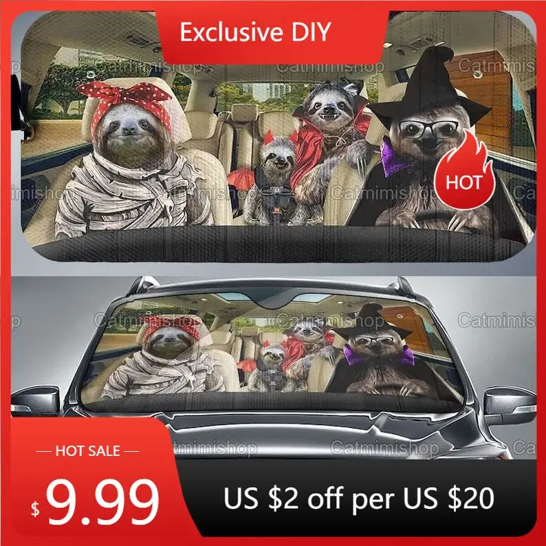 

Sloth Halloween Car Sun Shade, Halloween Car Sun Shade, Sloth Auto Sun Shade, Car Decoration, Car Sun Protector, Mother Gift LNG