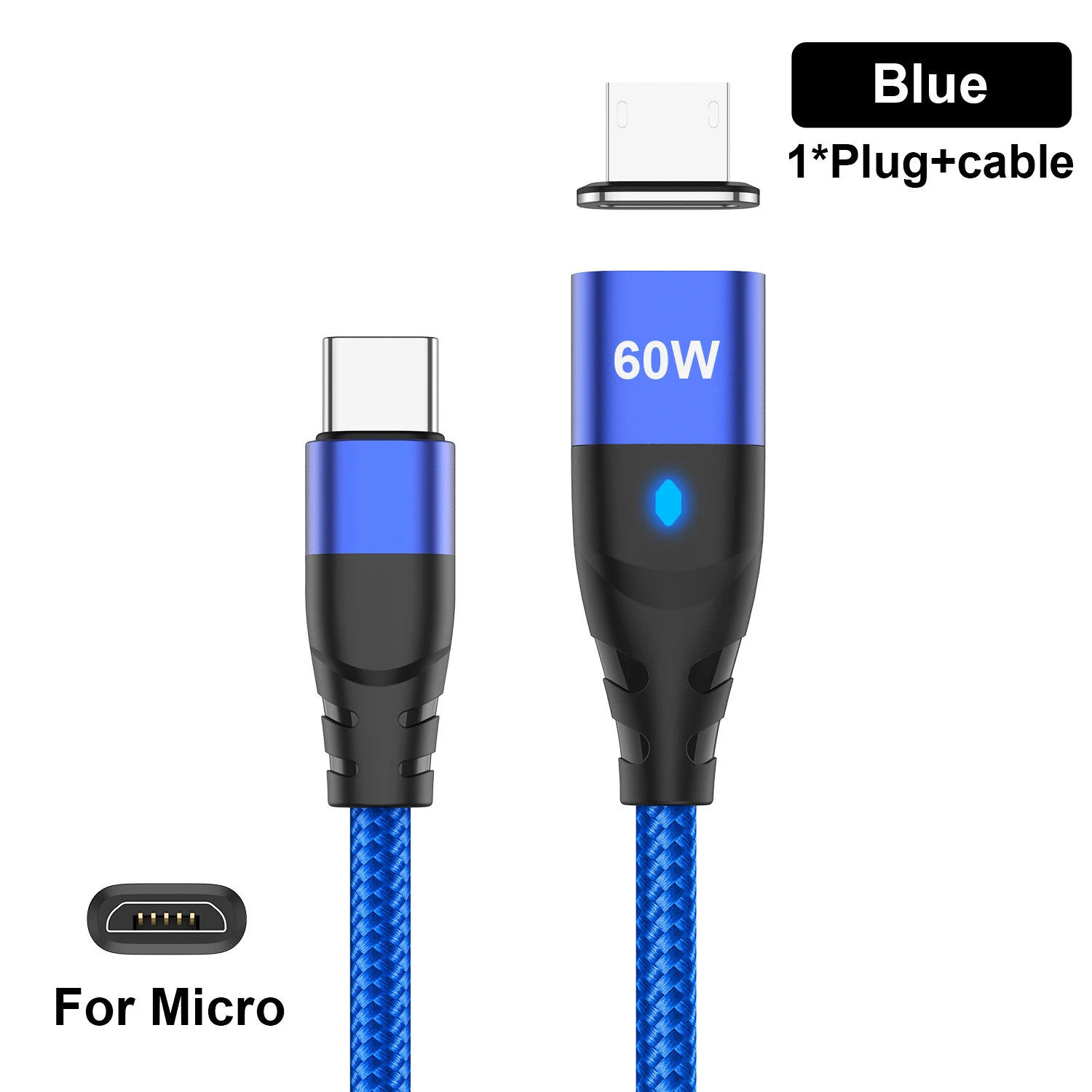 ตัวเลือกสินค้า สายชาร์จแม่เหล็ก USB-C ถึง Type-C และ Micro สำหรับ iPhone Samsung