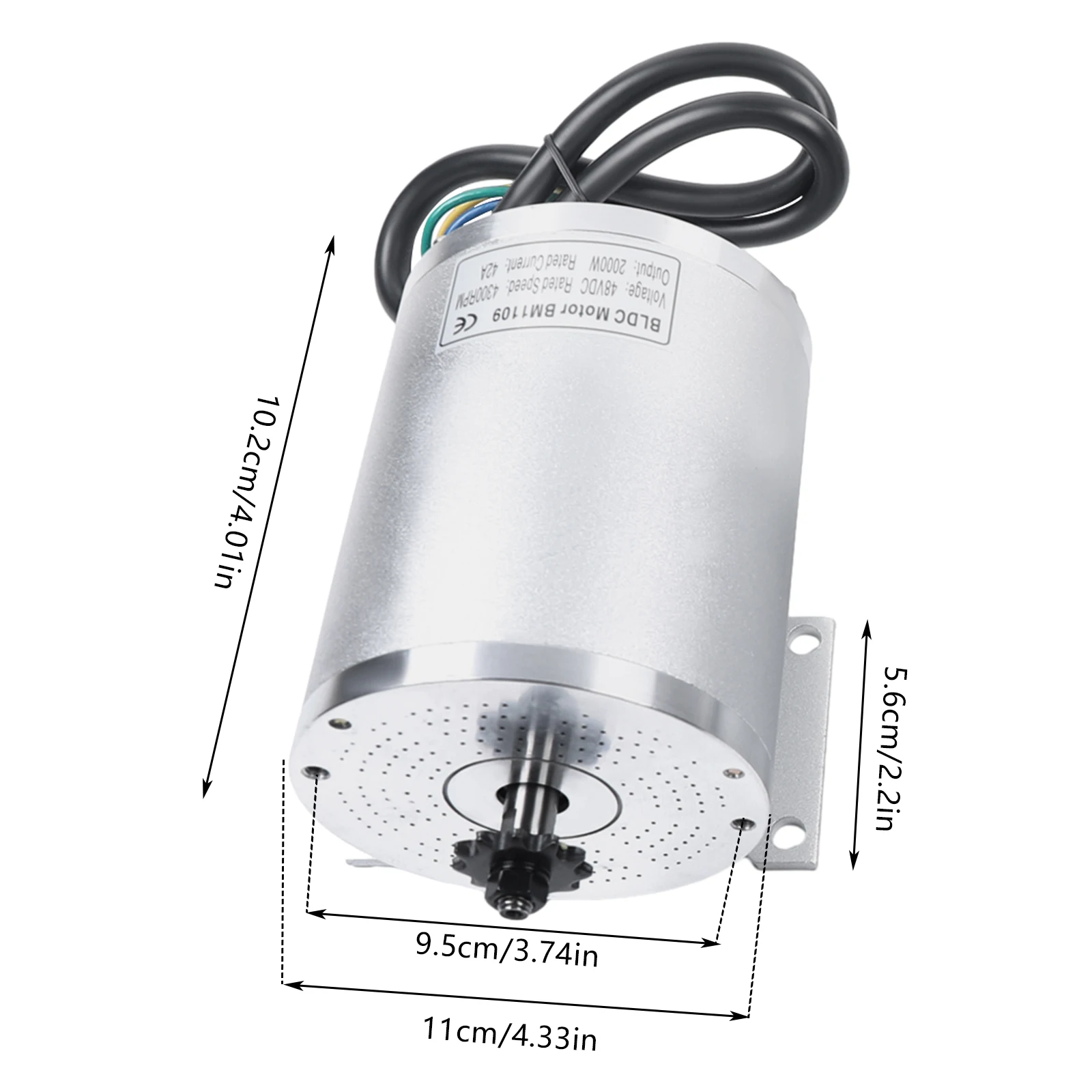 2000W 48V DC Electric Brushless Motor For Kit Electric Scooter E-Bike Go-Cart Bicycle Conversion