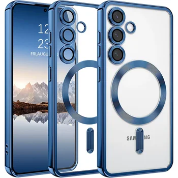 Luxury Magnetic For Magsafe Case For Samsung Galaxy S26 S25 Edge S24 FE S23 S21 Plus Ultra Plating Silicone Cover Clear Soft 1