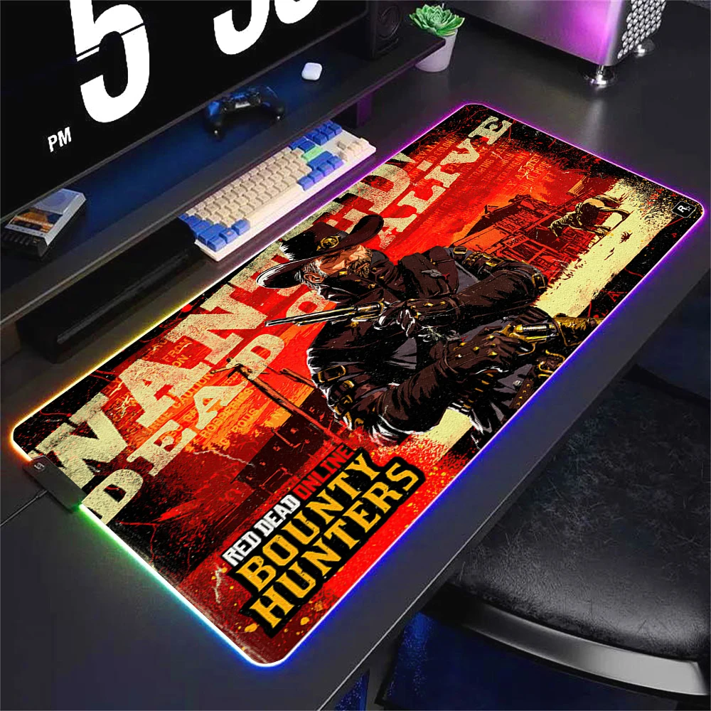 thumbnail image 1 of Alfombrilla de ratón de Anime Red Dead Redemption 2 RGB colorida para juegos, alfombrilla grande para juegos XL con luz LED, alfombrilla para ratón para ordenador, alfombrilla para escritorio para jue, 1 of 5