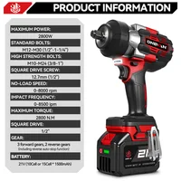 ONEVAN 2800N.M 2800W clé à chocs électrique sans brosse 1/2 pouces clé sans fil tournevis outil électrique pour Makita 18V batterie broche 6