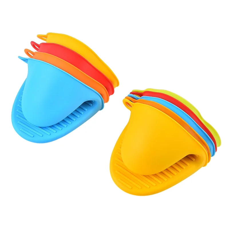 2pcs Mini Silicone Heat Resistant Insulation Non Stick Anti-slip Microwave Gloves Clips Pot Holder Baking Oven Mitts