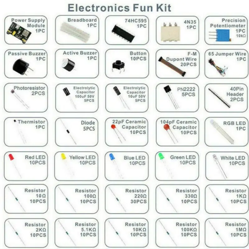 Electronic Components Electrolytic Capacitor Resistor led 830 Hole Breadboard Kit MB-102 for UNO R Component Pack Beginner Start - Image 2