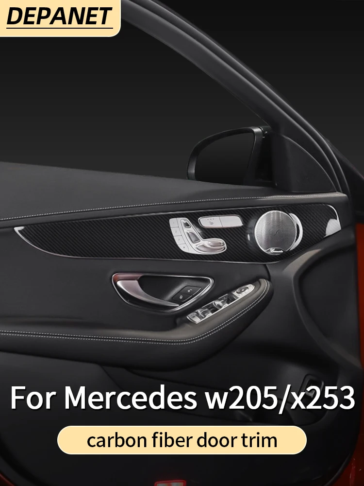 

Отделка двери из углеродного волокна для Mercedes w205 amg glc x253 c253 купе c260 c300 c200 mercedes c class, аксессуары для интерьера
