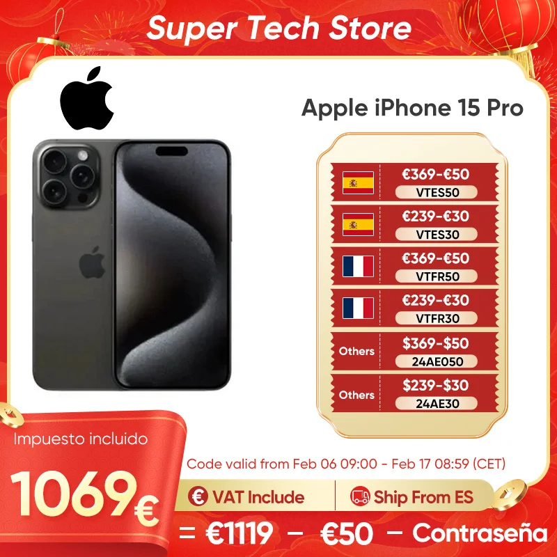 2023 Originale Apple Iphone 15 Pro A17 Pro Chip Bionico 6.1 ''120Hz Super Retina Xdr Display Nfc 5G Smartphone 48Mp Fotocamera