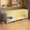 Cat Cage with Free Space, Small with Wheels, Kitten Yellow Cat Cabinet, Cat Villa, Indoor Cat House for Home Use 2