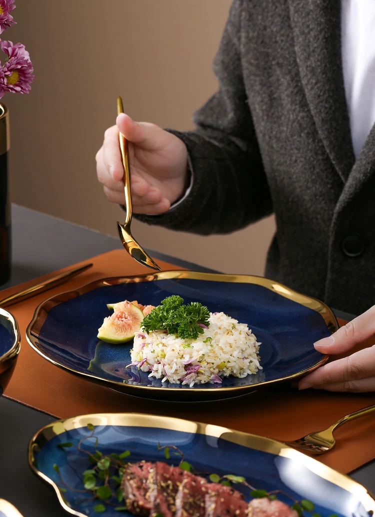 Irregular Ceramic Plate Bowl Nordic Dinnerware Kitchen Tableware