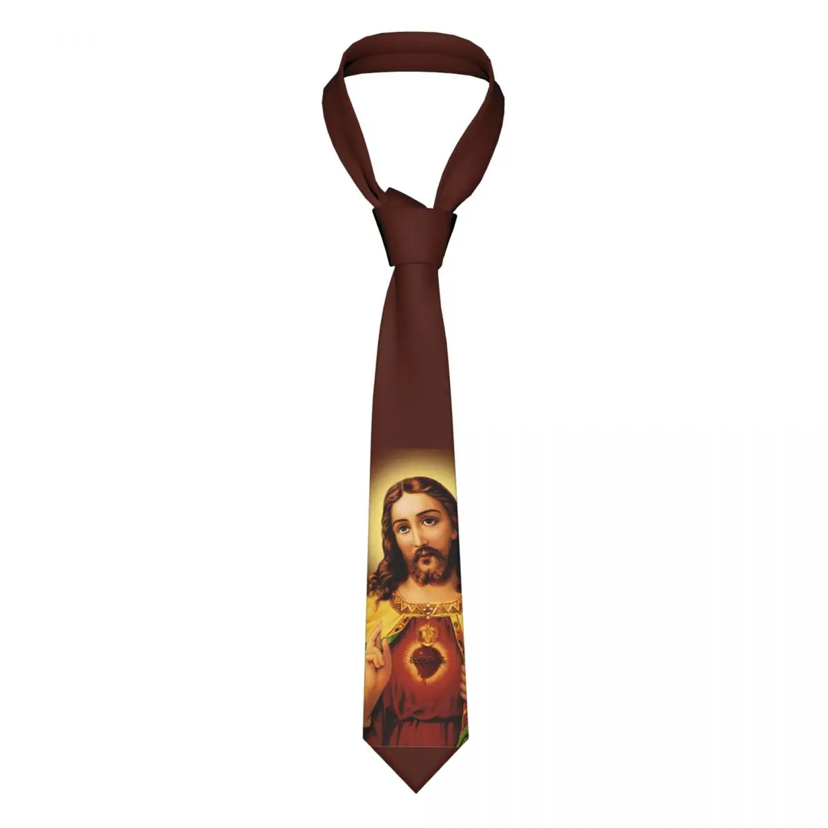 Necktie Set Jesus Christ Sacred Heart Unisex Polyester 8 cm Christian God Bless for Men Skinny Accessories Party
