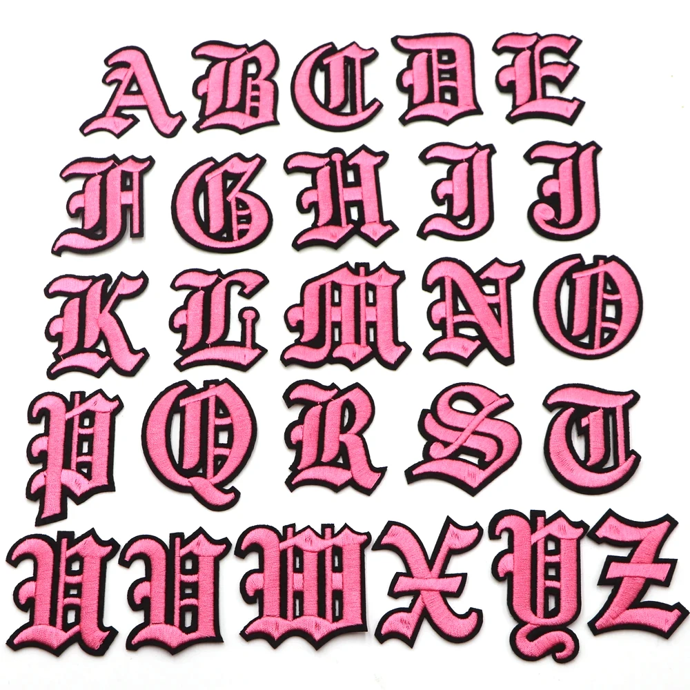 Neue 1PC Gothic Alphabet Stickerei Patches Eisen Auf Buchstaben Patch A-Z Patch Gestickte Patch Nähen Auf Patches für Kleidung Name Diy – Detail 12