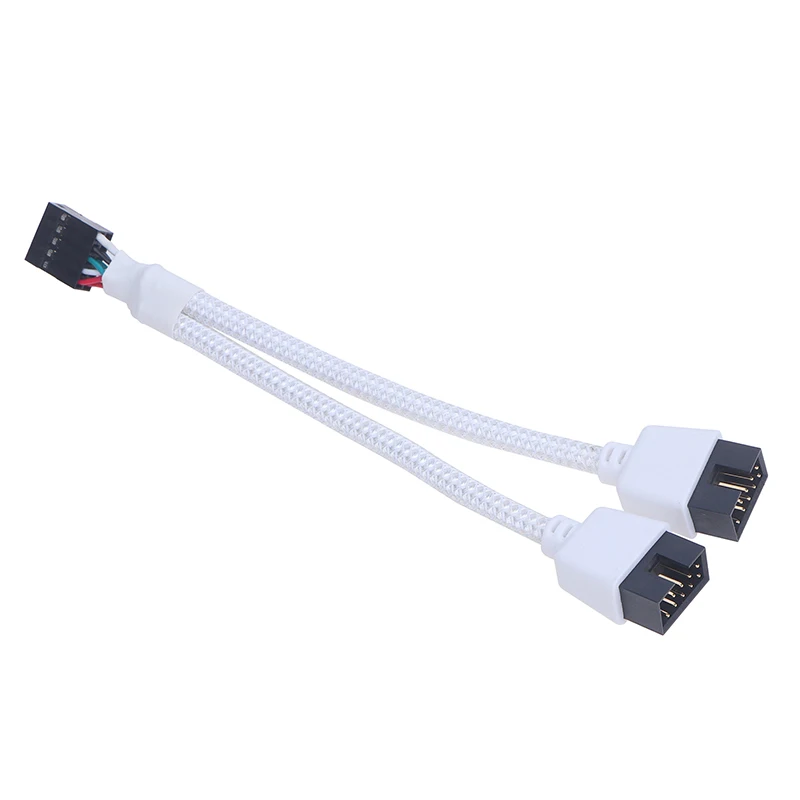 PC DIY용 오디오 HD 익스텐션 케이블, 15cm 컴퓨터 마더보드 USB 익스텐션 케이블, 9 핀 1 암 2 수 Y 스플리터