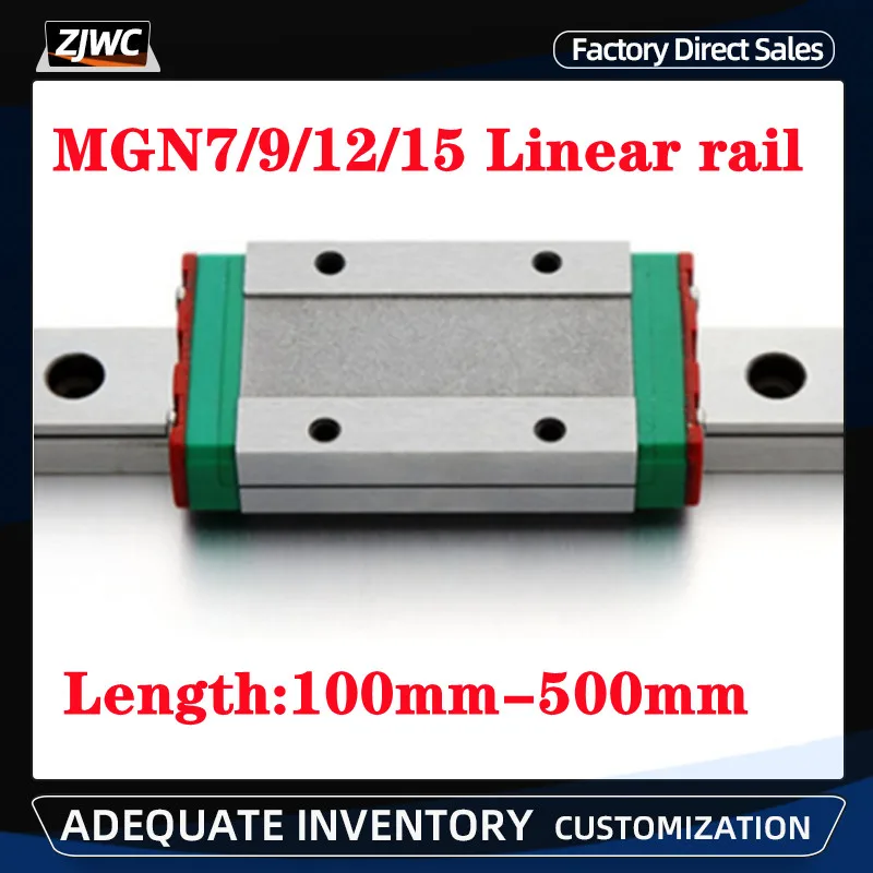 

1pc linear guide MGN12 MGN15 MGN7 MGN9 100 150 200 250 300 400 500mm miniature linear rail slide+1pc MGN7C MGN9C MGN12H carriage