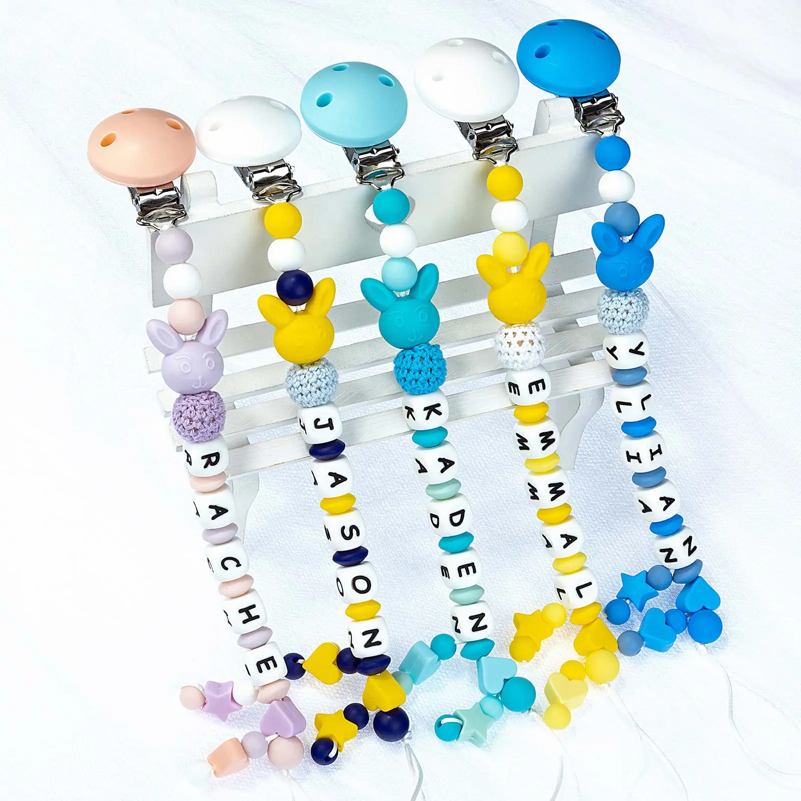 TYRY.HU-attache-tétine en silicone pour bébé, 1 pièce, DIY, nom personnalisé, coloré, dentition, sans BPA, boulier