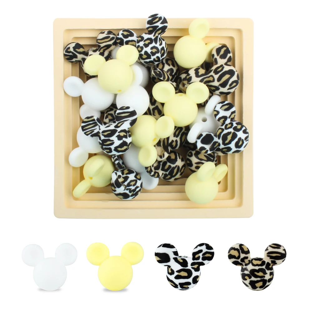 10Pcs Silicone Beads Heart Star Shape Baby Teething Beads Teether Prints Diy Pacifier Chain Necklace Nursing Chewable Beads 3